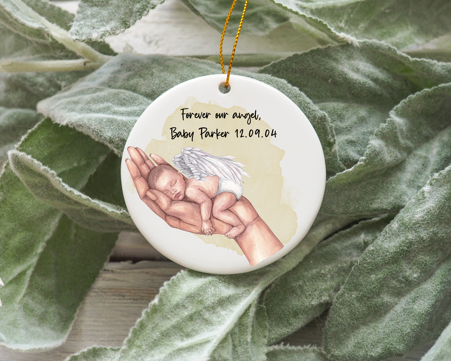 Personalised baby memorial christmas tree ornament