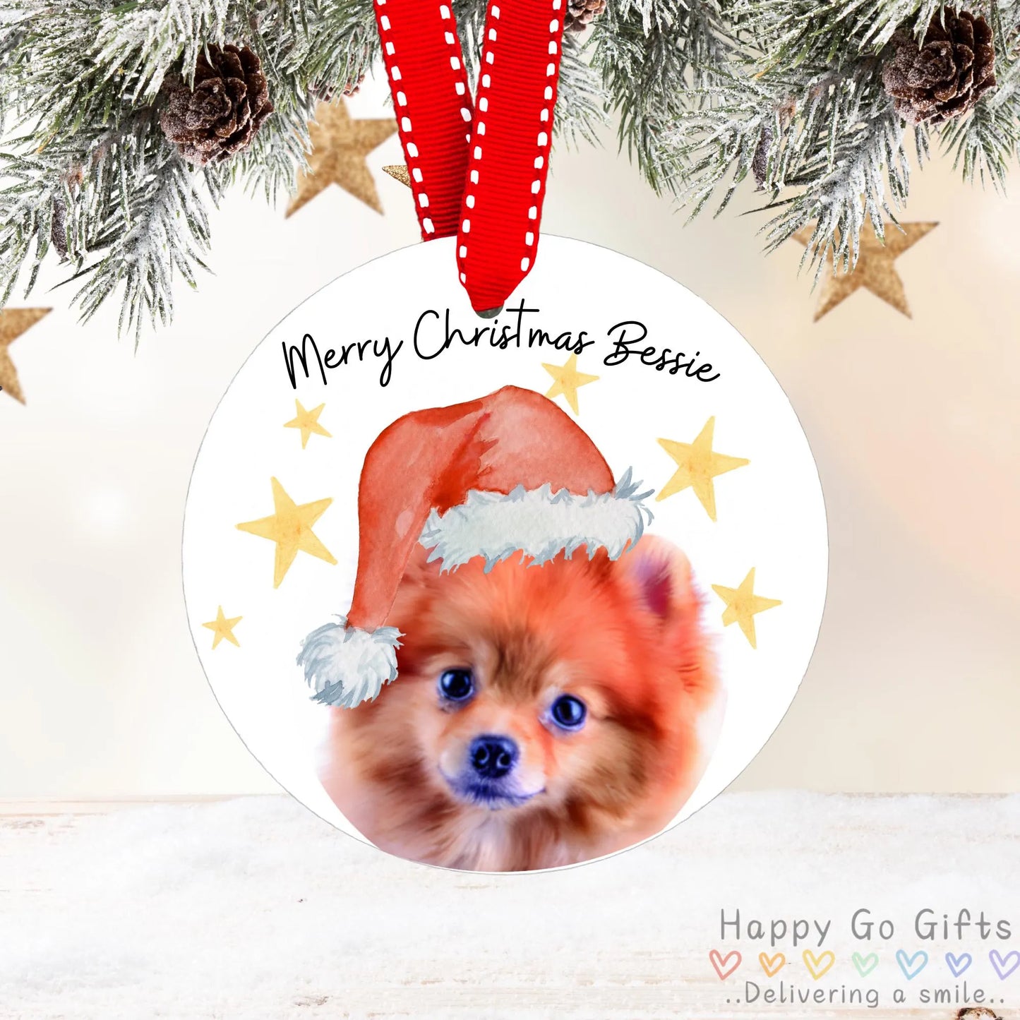 Personalised Dog Cat Pet Christmas Custom Bauble Santa Hat