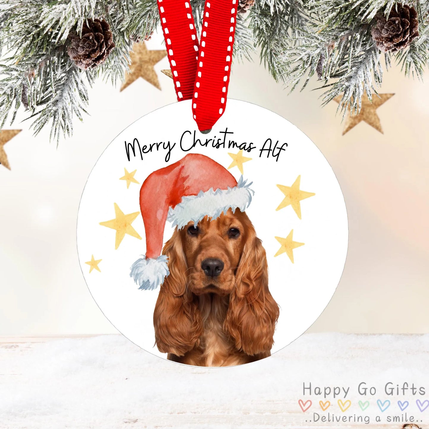 Personalised Dog Cat Pet Christmas Custom Bauble Santa Hat