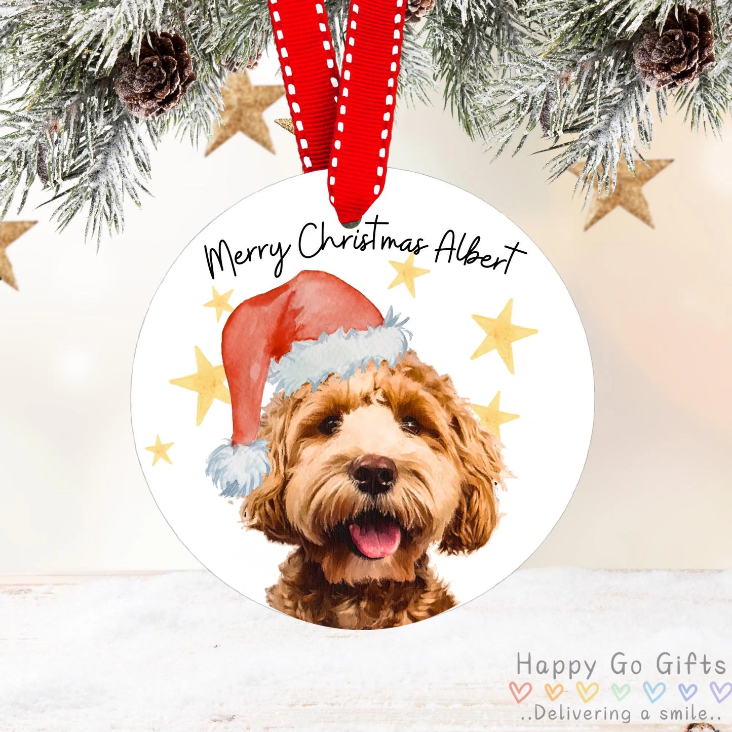 Personalised Dog Cat Pet Christmas Custom Bauble Santa Hat