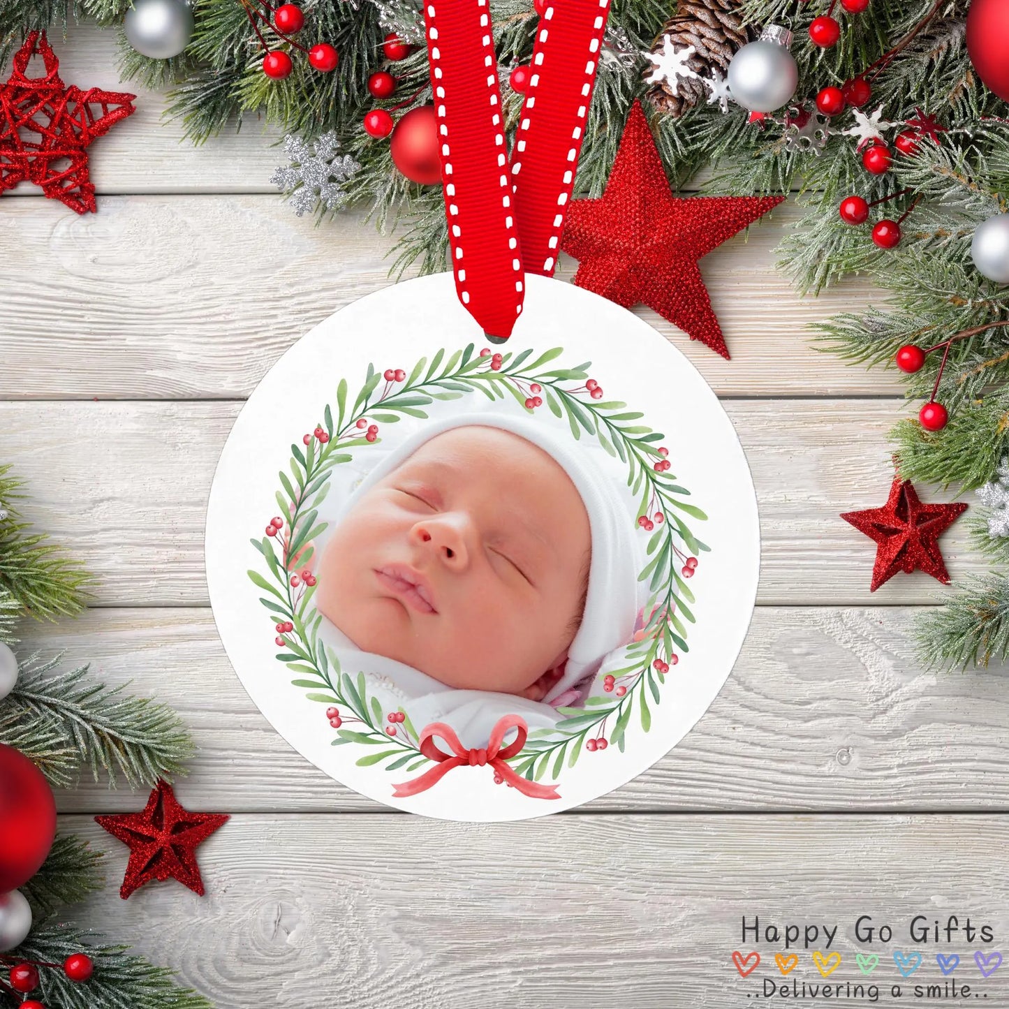 Personalised Baby's First Christmas Photo Bauble