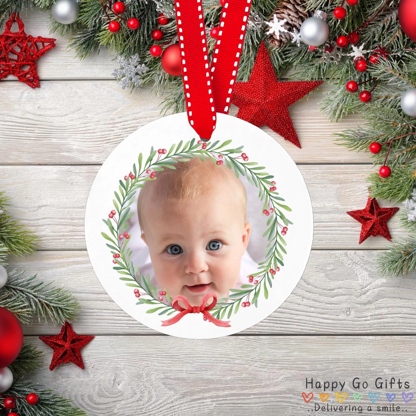 Personalised Baby's First Christmas Photo Bauble